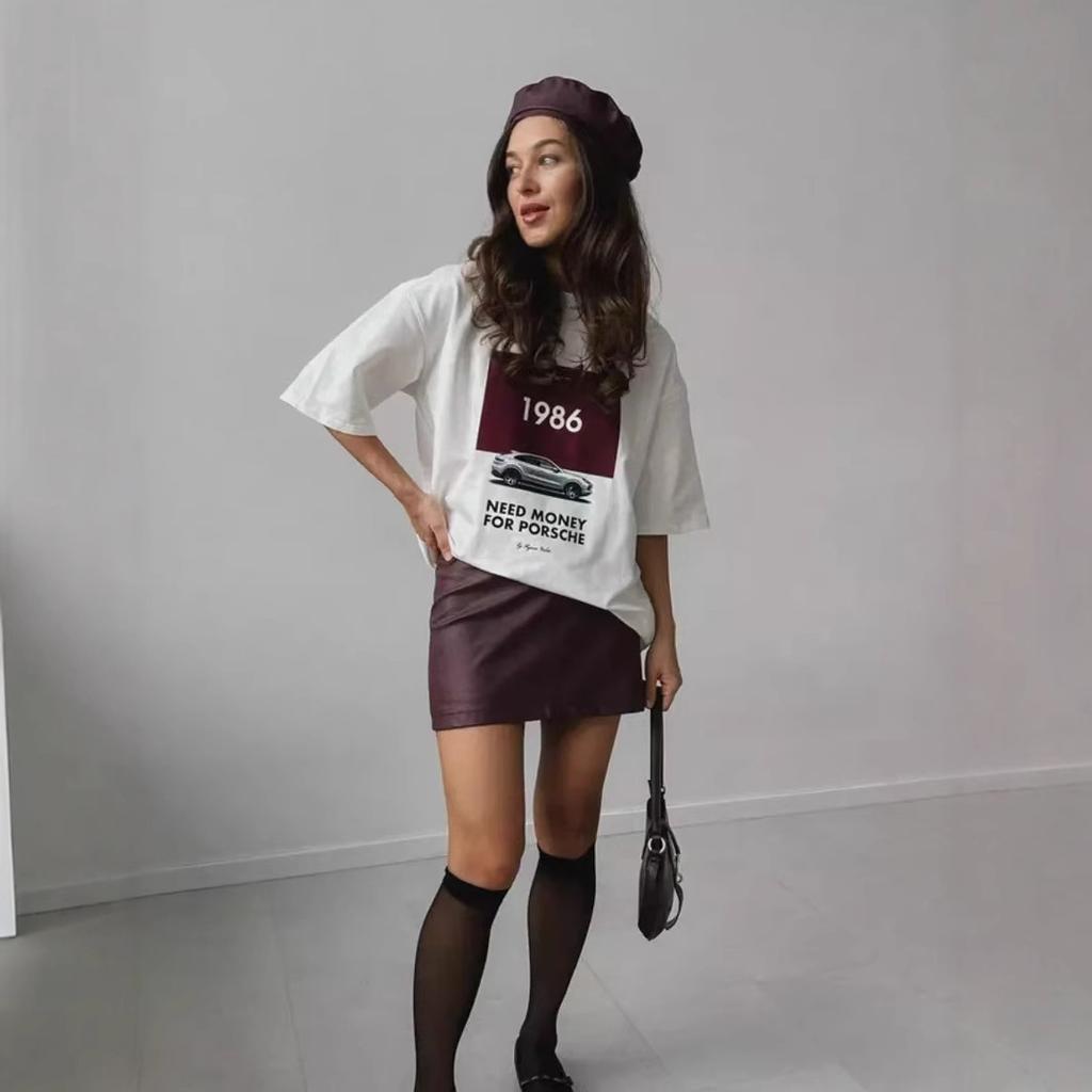 Harajuku Large Size Letter Print Short Sleeve T-shirts for Women Summer Pure Cotton Casual Oversized T Shirt Women's Streetwear White Y2k Tops