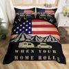 Hapy Camping Soft Duvet Cover Rustic Farmhouse Camper RV Beding Set King Stary Night Warm Comforter Cover Adventure Theme Comfortable Quilt Cover