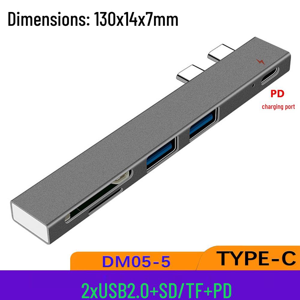 DM05 USB-C Docking Station with Side-Plug, USB 3.0 Hub, and SD/TF Card Reader