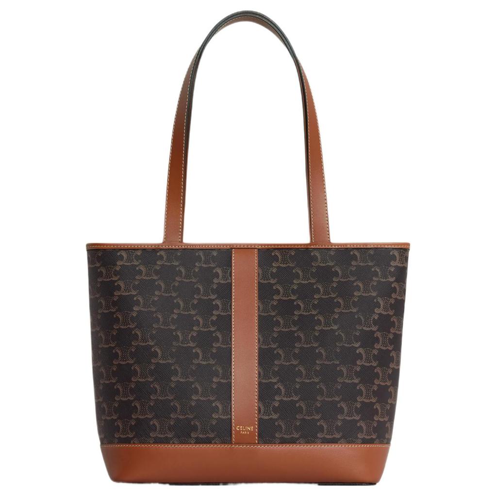 Celine Cabas Monogrammed Snap Closure Leather Tote Bag Women Tote Brown 115082CAS-04LU