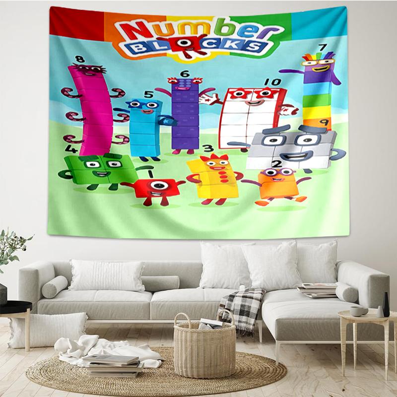 Numberblocks Druck Wandteppich, Hintergrund, Einfache Montage, Ideal für Schlafzimmer, Büro & Wohnzimmer, mit Ästhetischer Wanddekoration zum Aufhängen.