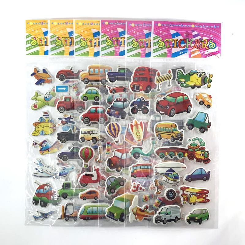 12 Sheetsset 3D Cartoon Engineering Vehicle Trucks Stickers For Children'S Bubble Sticker Scrapbook Diy Toys