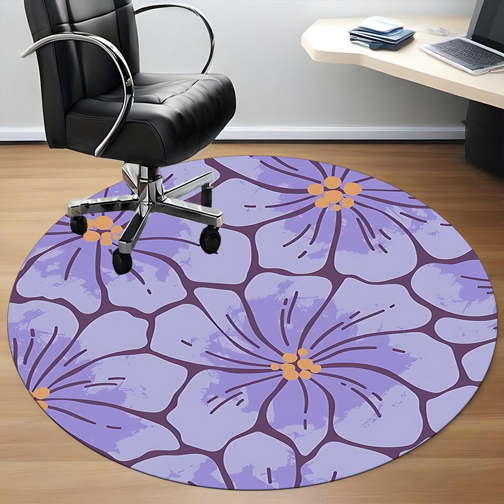 1pc Floral Pattern Carpet, Round Non Slip Durable Large Size Office Carpet, Suitable for Office