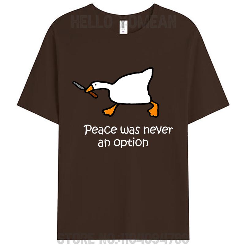 Peace Was Never An Option Cute Duck Lover Women Men's T-Shirt Clothing Cotton Round O-Neck Tees Shirts Tops Classic Gifts