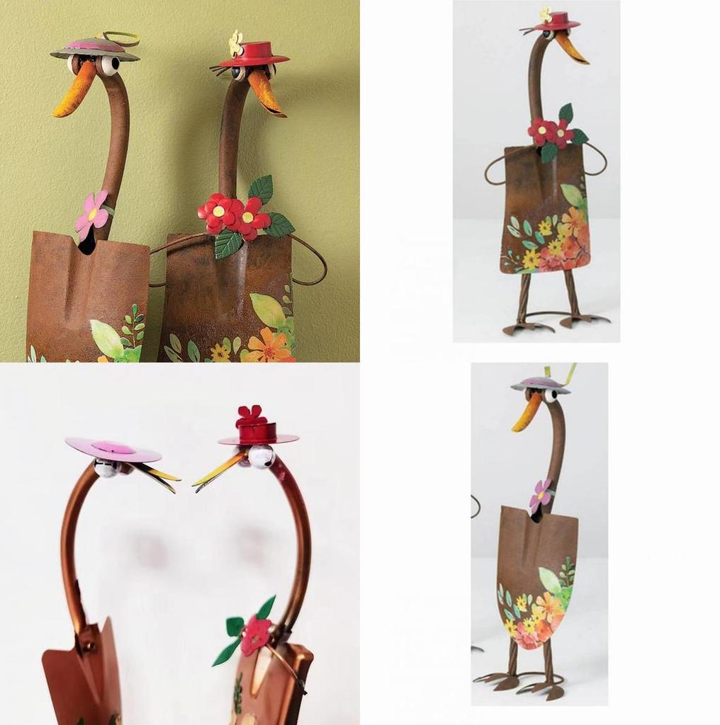 Outdoor Art Piece With Cute Duck Figurine For Yard And Patio Decoration