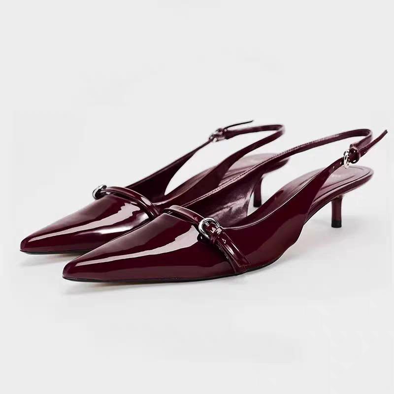 New Style Pointed Toe Buckle Strap Ladies Sandals Solid Shallow Sexy Party Slingbacks Summer High Heeled Shoes Woman