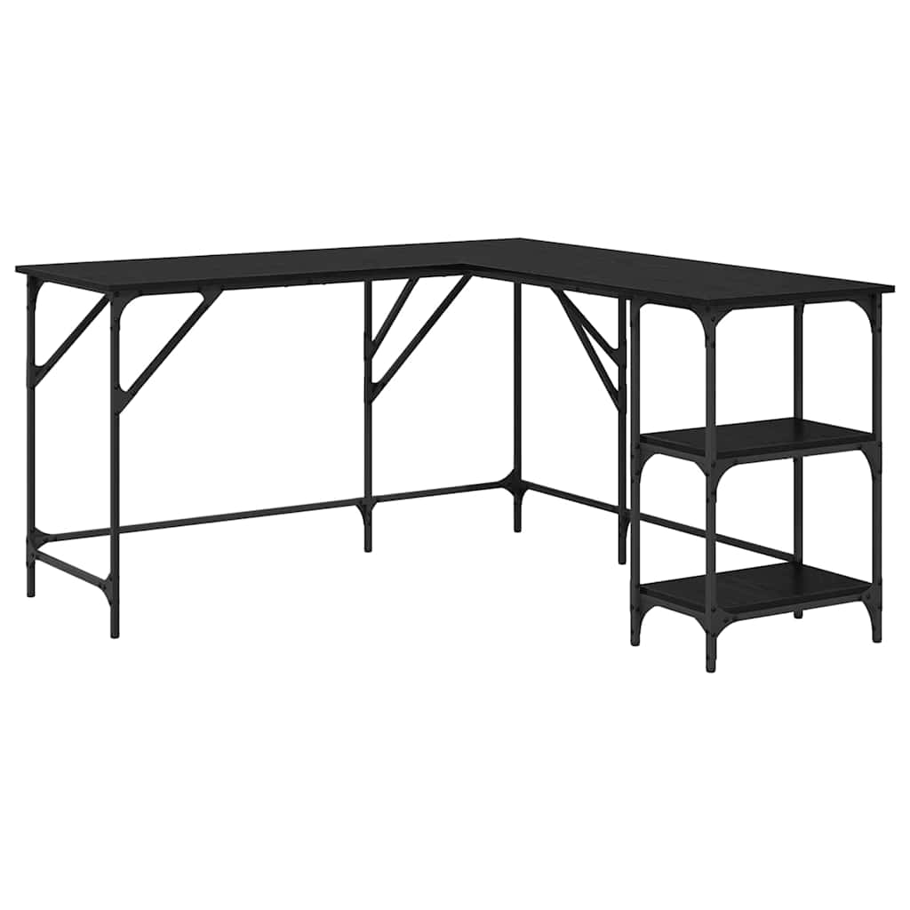 L Shaped Desk Black Oak Effect 139 x 139 x 75 cm