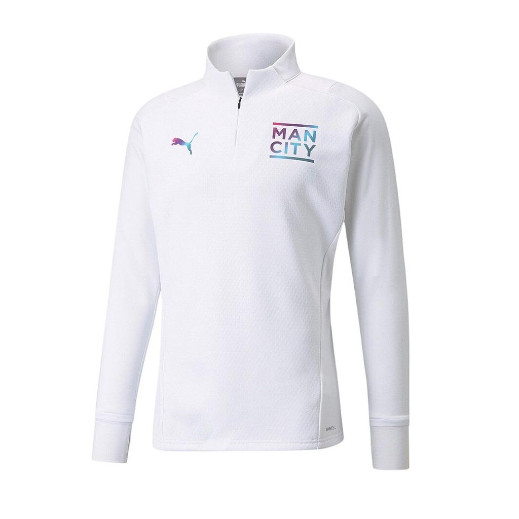 Puma Manchester City 21/22 Training Stand Collar Comfortable Pullover Long Sleeve T-Shirt Men Tops White 764474-19