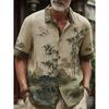 Men's Short Sleeved Shirt, Cat Noodle Printed Top, Versatile for Daily Commuting and Travel, Fashionable and Casual Loose Shirt