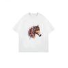 Oversized T Shirt Dress Black Horse Head With Floral Pattern Casual Wear