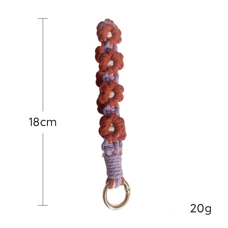 Flower Keychain Hand Woven Daisy Bracelet Pendant Bohemian Style Charm for Phone Bag Backpack Fashion Gift