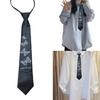 Unisex Pre-Tied Tie with Adjustable Zippers Butterfly Floral Print Black Necktie Campus Preppy Uniform Shirt Collar Tie
