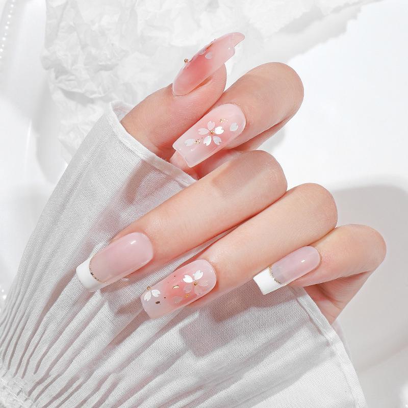1Box Sakura Flower Petal Nail Charm 3D Cherry Blossoms Slices Gold Steel Beads Nail Art Decoration Spring Manicure Sequin