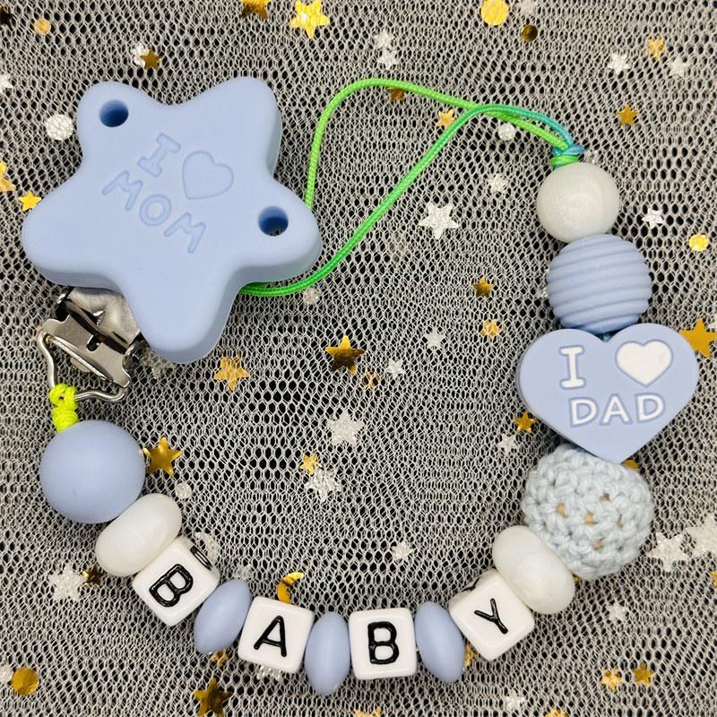 Custom Personalized Name Pacifier Clips BPA Free Silicone Silicone Baby Pacifier Clips Colorful Pacifier Chain Holder Teething
