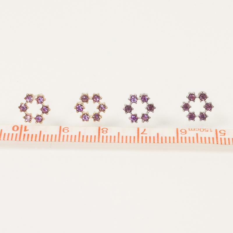 S925 Silberne Nadel Schulmädchen Rosa Diamant Blume Trendig Einfach Vielseitig Kleines Design Ins Stil Ohrringe Ohrringe