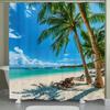1pc Tropical Beach Palm Tree Shower Curtain - Vibrant Cartoon Print Polyester Bathroom Decor with Hooks, Machine Washable No-D