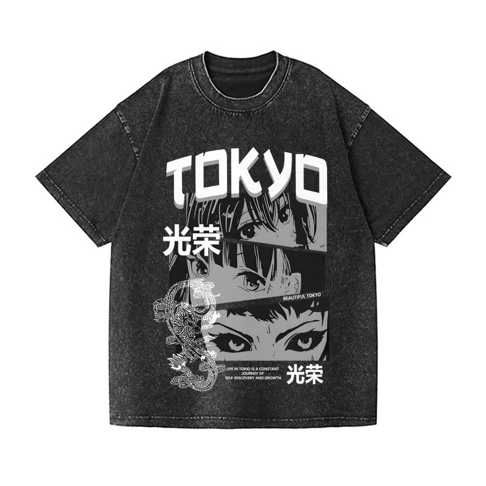 Dragon Tokyo Vintage Wash Japanese Design T-Shirt and Wo Cotton 2026 Wash T Shirt