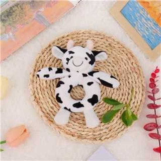Apricot Lamb Spotted Cow Rattle Soft Baby Stuffed Animal Rattle Toy for Boys and Girls, Lovely for Newborns, 0-3 Months, 0-6 Months+, 15cm