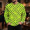 Men's Casual Loose Fit Long Sleeve Neck Tee with Christmas Print for Fall Winter