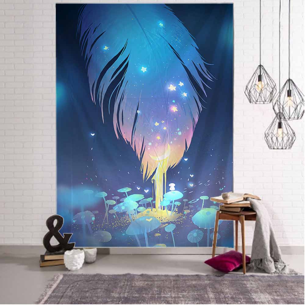VIKAMA Psychedelic Wind Mushroom Tapestry Fadeproof Scifi Wall Wall Hanging Game Room Escape Room Music Festival Wall Tapestry