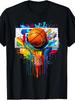 Men's Basketball Dunk Tie-Dye Splash Print Cotton Tee - Black