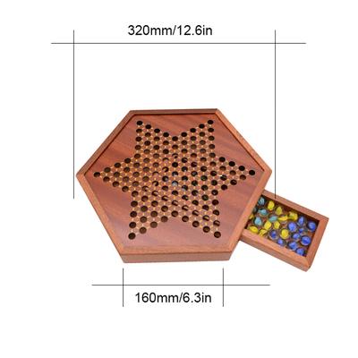 Chinesisches Dame-Set aus Holz mit Aufbewahrungsschublade, Schachbrettspiel für Kinder und Erwachsene