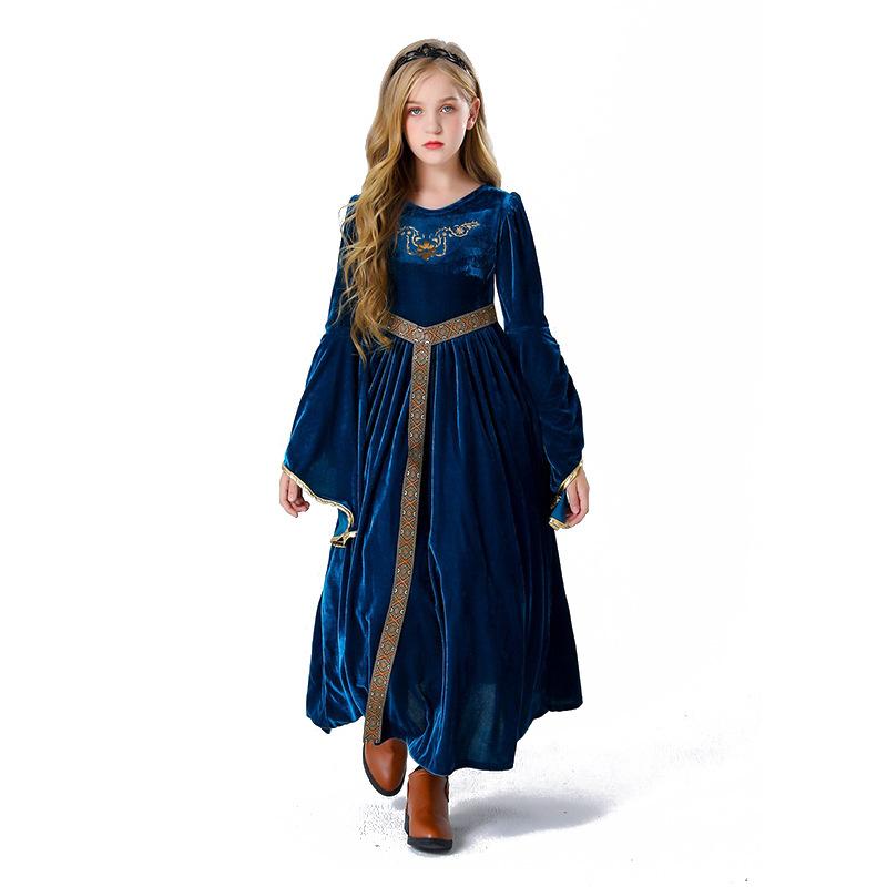 Cosplay Halloween costume, vintage court ball horn sleeves cosplay children's show clothes European medieval costume