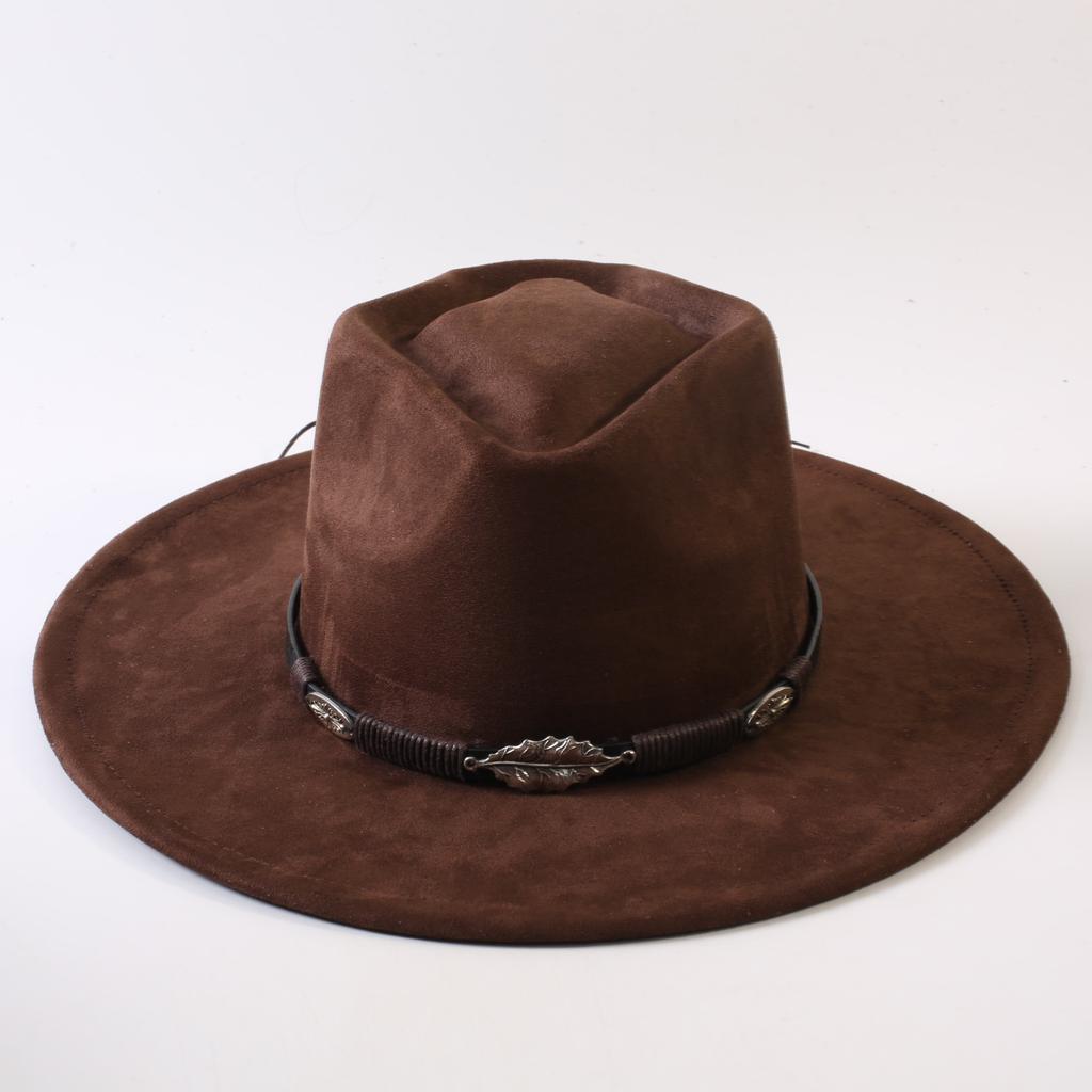 Popular European and American Style Suede Big-brimmed Top Hat, Men's and Women's Classic Fashion Western Cowboy Hat