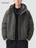Mu Yuan Men's Deconstructed Hooded Windbreaker Down Jacket - Trendy American Brand Winter Outerwear with White Duck Down.