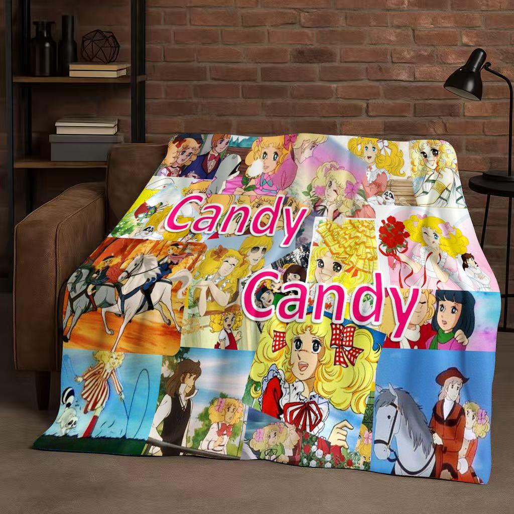 3D Classic Cartoon Candy Candy Sweet Girl Flannel Blanket,Ultra Soft Warm Plush Throw for Home Bedroom Bed Sofa Cover Office Kid