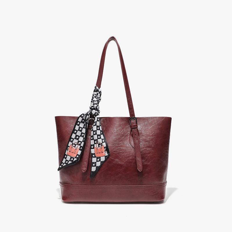 Large capacity Tote bag Oil wax soft leather crossbody tote textured commuter bag