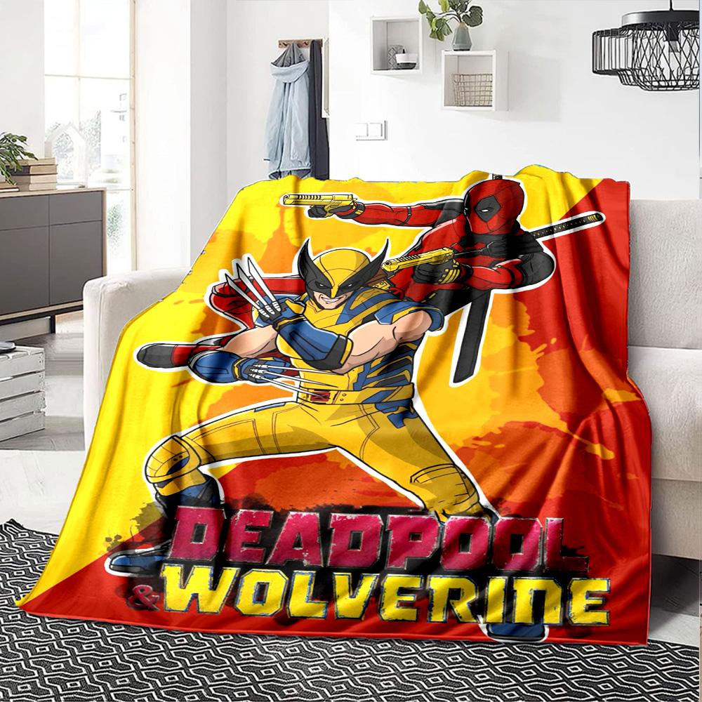 Deadpool Wolverine Team Up Flannel Blanket Super Soft Warm Cozy Blanket For Sofa Bed Office Travel Allseason Home Decor Gift