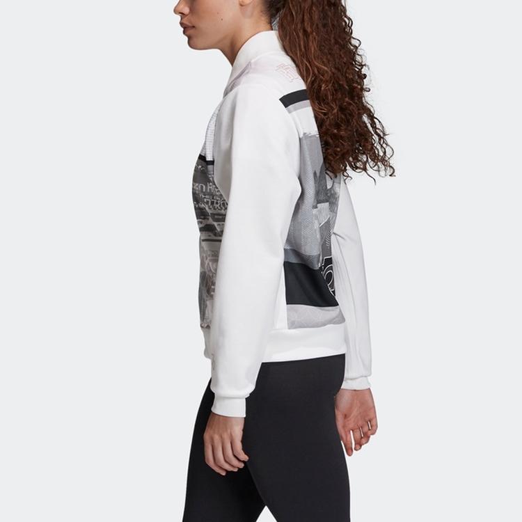 Adidas All Over Print Logo Sports Jacket Women Jackets White FS8983