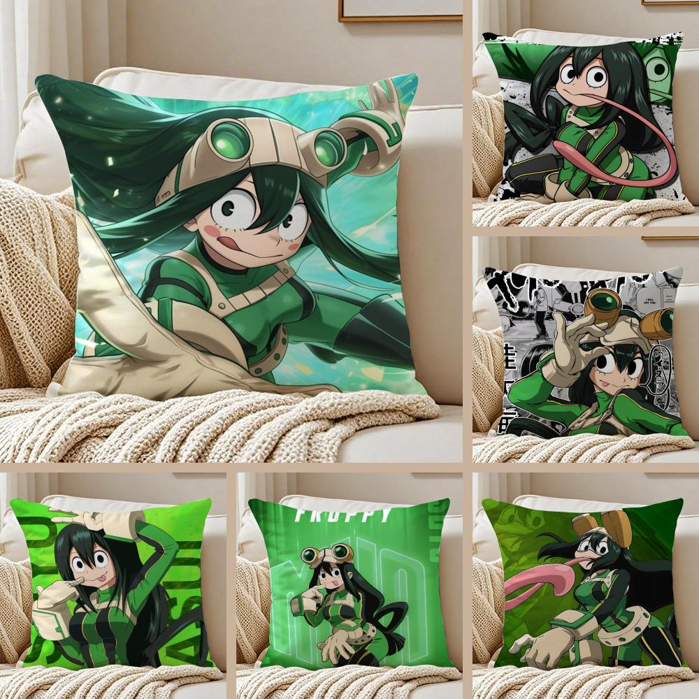 Froppy TTsuyu AAsui Cushion Cover Silky Short Plush DoubleSided Printed Pillow Case for Sofa All Seasons Home Decor Gift