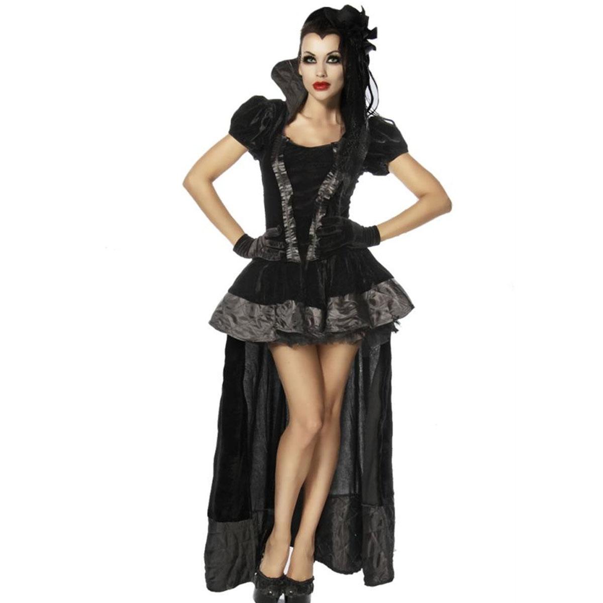 

Костюмы для косплея «Черная королева», воротник-стойка для взрослых, черный нарядное праздничное платье «парусник», женская одежда на Хэллоуин, королева ведьм, корона + топ + юбка + подол Free size