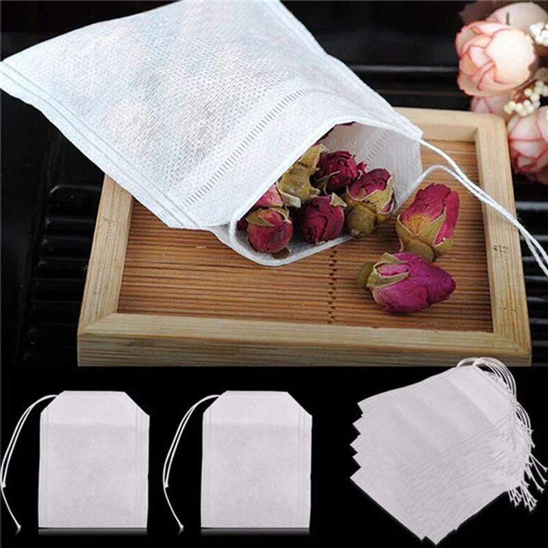 50/100Pcs Non-Woven Fabric Teabags 5.5 x 7CM Empty Scented Tea Bags With String Heal Seal Filter Paper for Herb Loose Tea