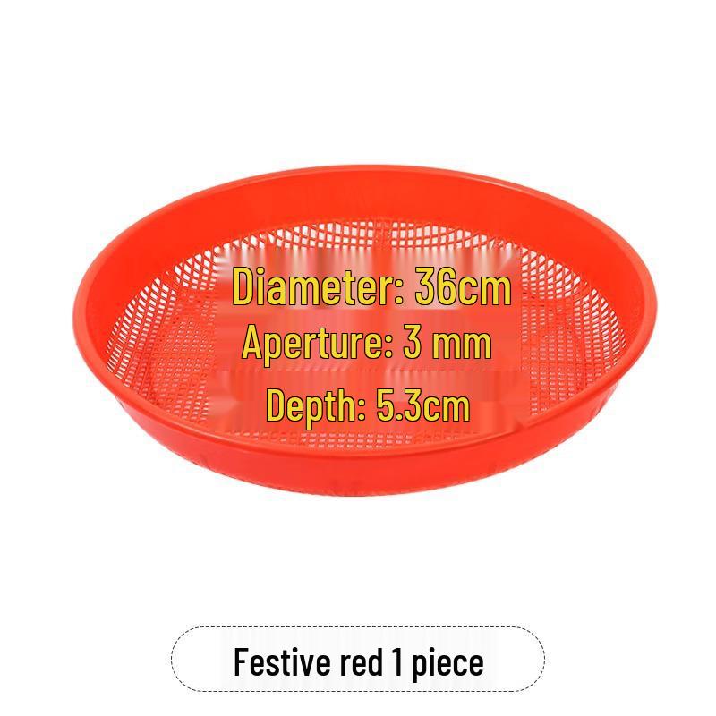 Plastic Round Sieve Winnowing Basket - Household & Commercial Fine Mesh Filter for Drying and Sifting Rice & Vegetables - Imitation Bamboo Weaving