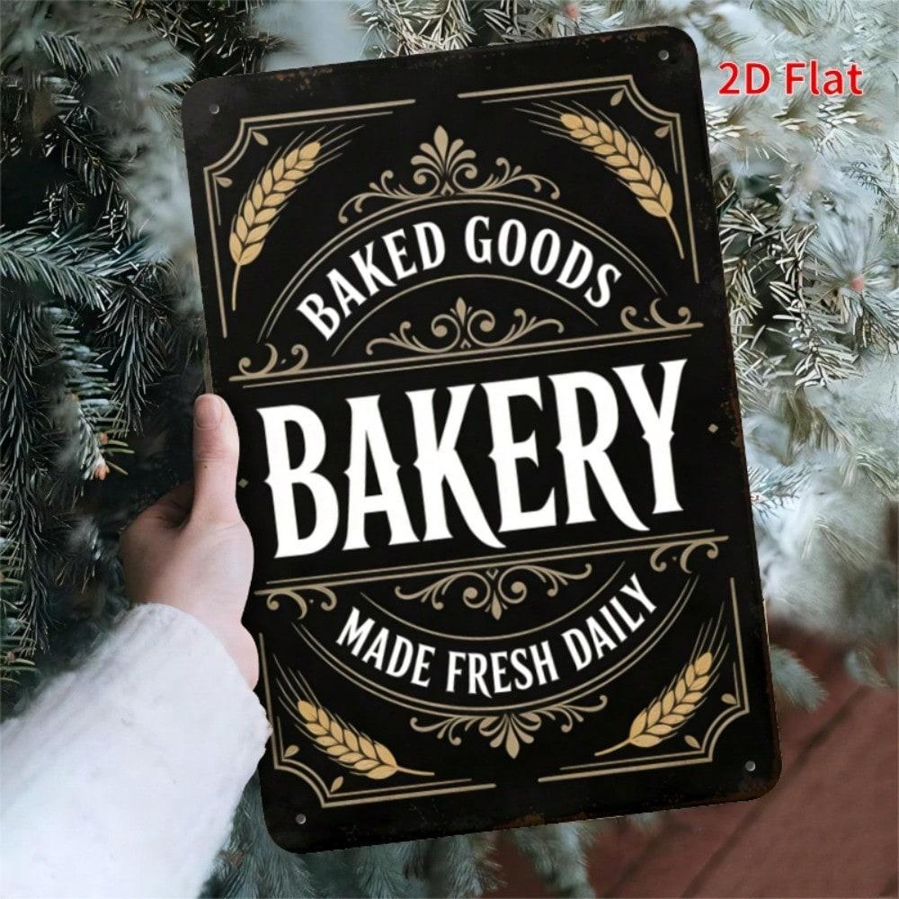 Vintage Metal Sign x Baked Fresh Daily Wall Decor Rustic Bakery Cafe Plaque Kitchen Art