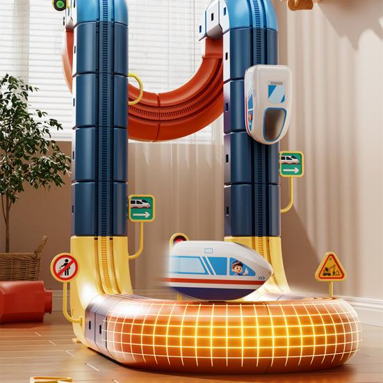 46/56/69 Adet/Set Çocuk Raylı Tren Oyuncakları Kendin Yap Yarış Arabası Küp Ray Yapım Kiti Küçük Çocuklar Erkek Kızlar Elektrikli Tren Ray Montaj Oyuncakları