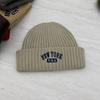 American retro letter embroidery knitted hat children's autumn and winter warm versatile cold hat showing face small wool hat male trend