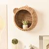 Rattan Wandregal Wandmontiertes schwebendes Regal, platzsparend für Küche, Wohnzimmer, Schlafzimmer Wand Holz Aufbewahrungsregale