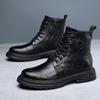 Martin boots men's trendy leather thick-soled non-slip tooling boots men's retro British velvet thermal leather boots men's