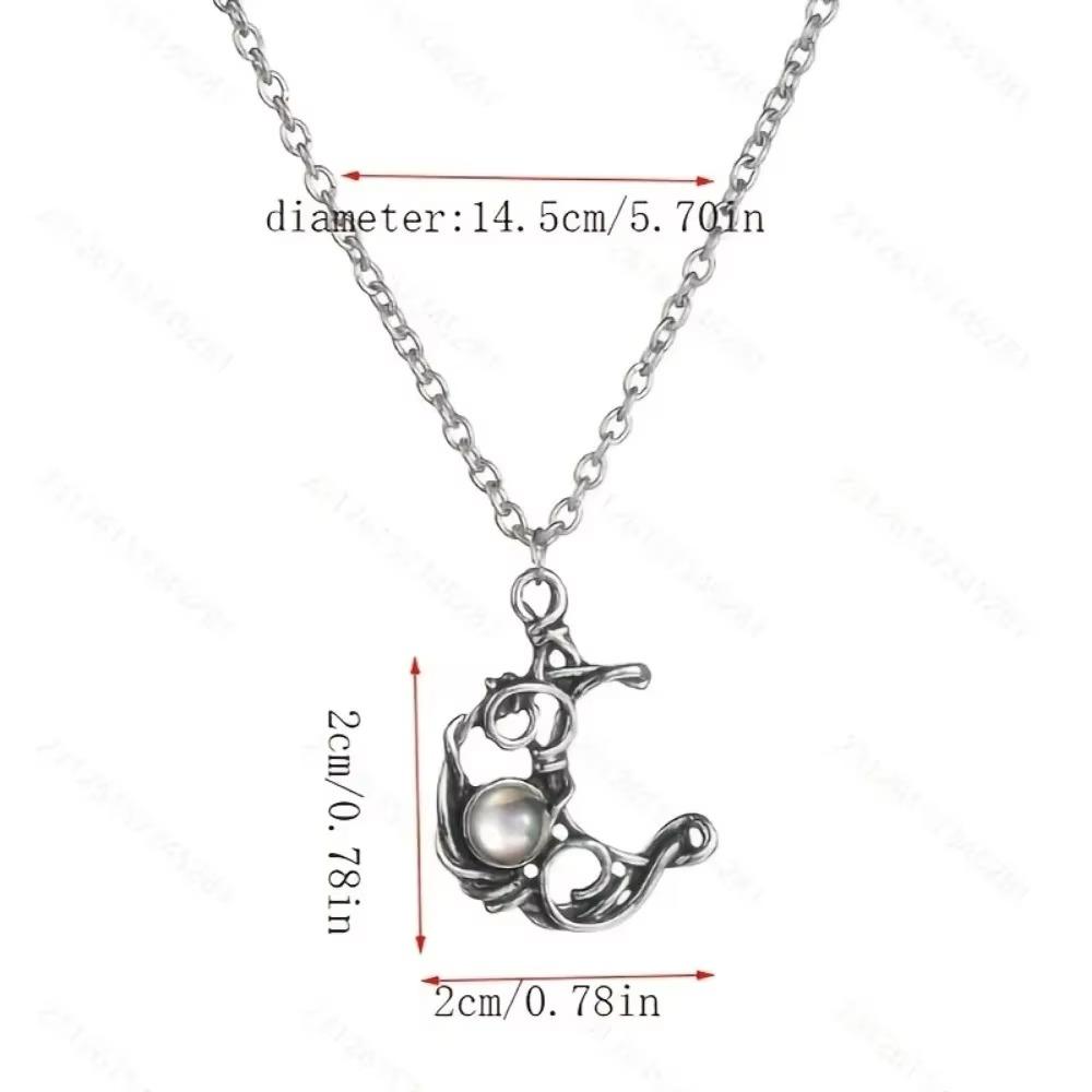 Star and Moon Geometric Pendant Daily and Party Occasions Elegant Vintage Style Necklace with  All-Season Accessory