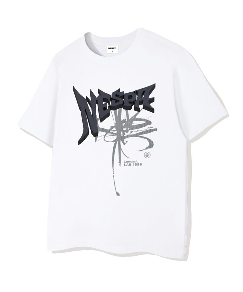 Neseupaseutyudio Blue Artwork Oversized Short Sleeve T-Shirt 4 Colors [Nsse_1005]