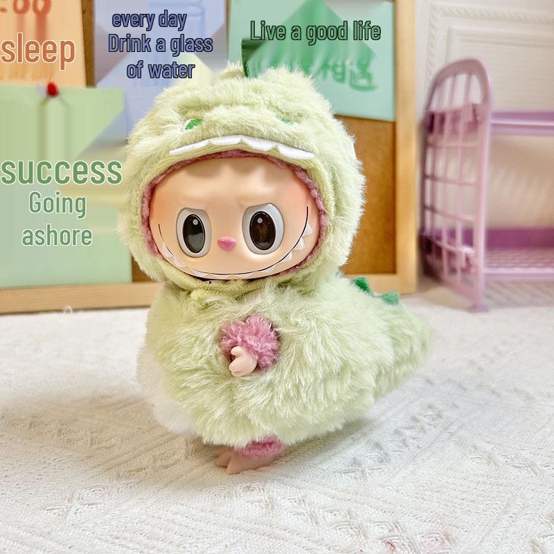 17cm Labubu Doll Clothes: Ice Cream Overalls - Cute Pendant Blind Box