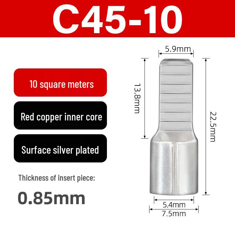 C45 Purple Copper Circuit Breaker Terminal Lug Insert - Cold Crimp Wire Connector Splicing Terminal.