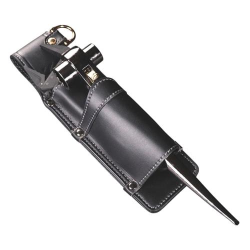 Fujiya Shinoratche Holder, 2-Tier, Black and Gold, Light PU Leather Series, AH-42BG