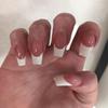 Long French White Edge Nail Art Stickers - Simple Wearable Fake Nails