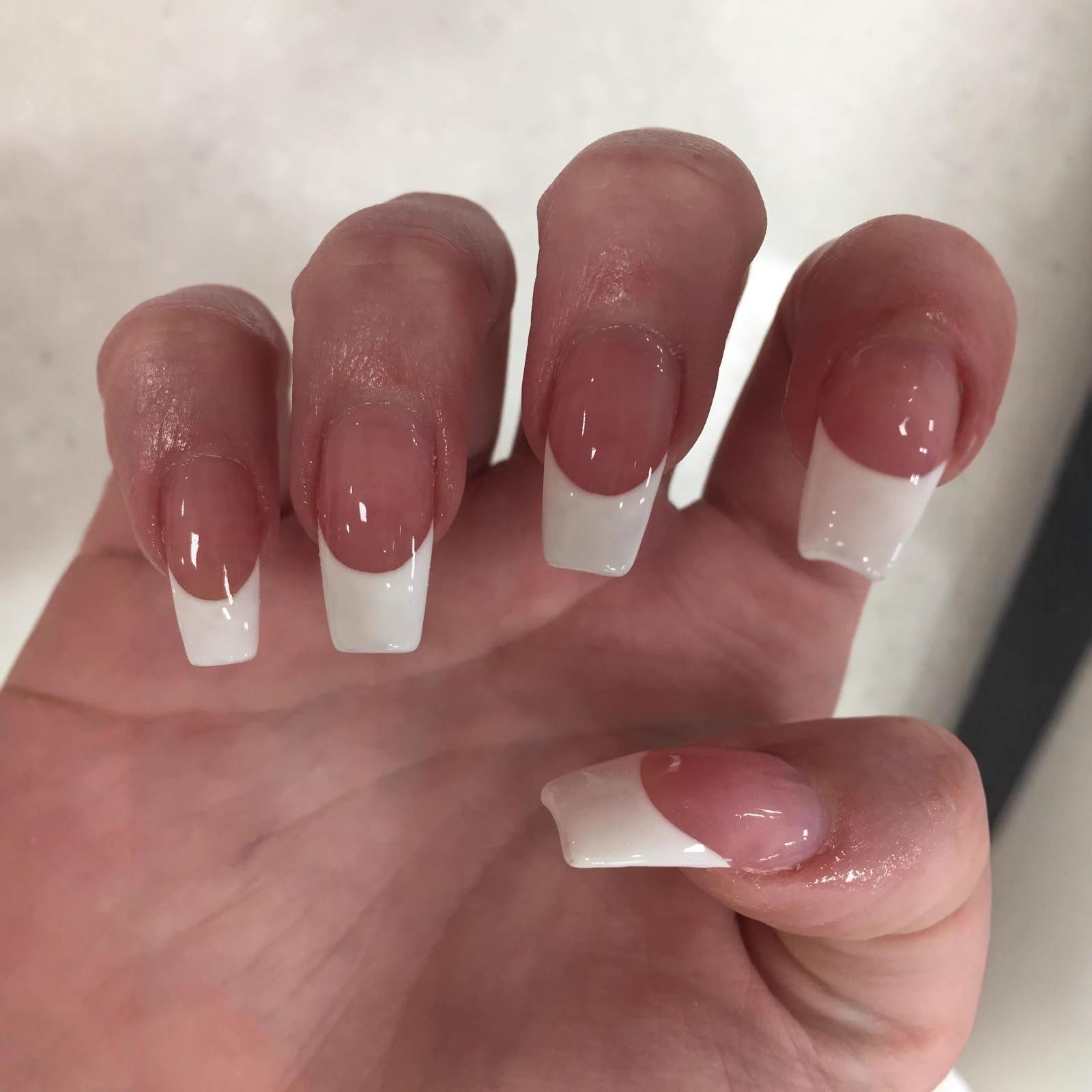 Long French White Edge Nail Art Stickers - Simple Wearable Fake Nails