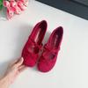 Height Increase 5cm Bow Round Head Mary Jane Shoes Women's 2025 Spring New Xiaoxiangfeng Word with Shallow Mouth Single Shoes